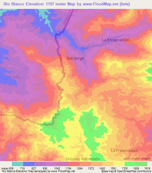 Rio Blanco,Honduras Elevation Map