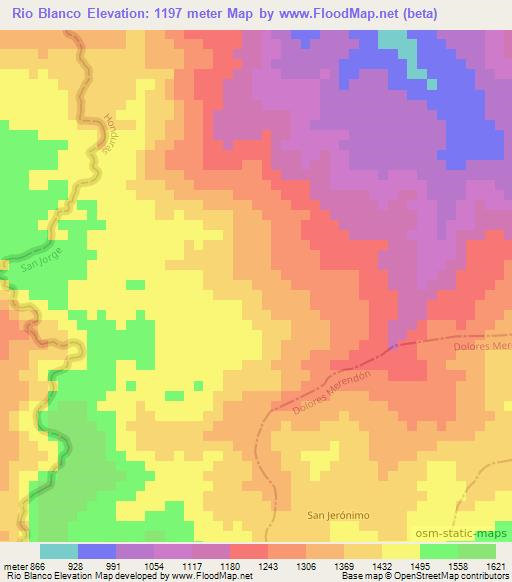 Rio Blanco,Honduras Elevation Map