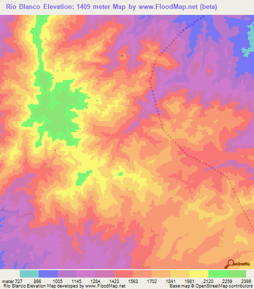 Rio Blanco,Honduras Elevation Map