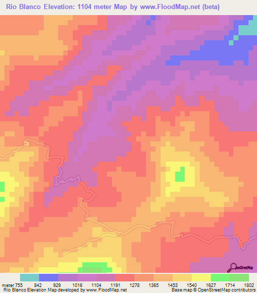 Rio Blanco,Honduras Elevation Map