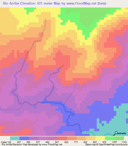 Rio Arriba,Honduras Elevation Map