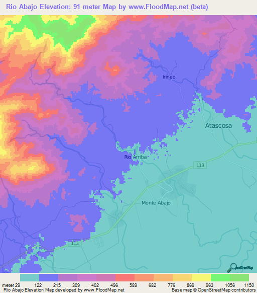 Rio Abajo,Honduras Elevation Map