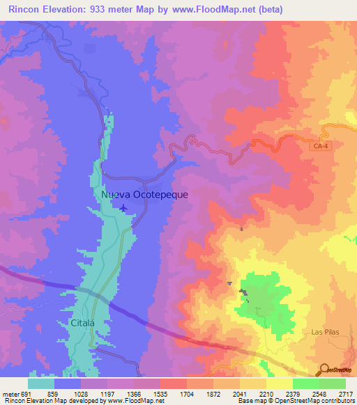 Rincon,Honduras Elevation Map