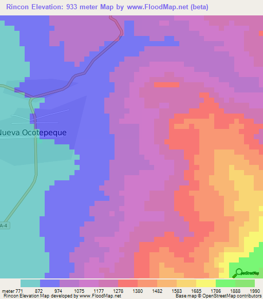 Rincon,Honduras Elevation Map