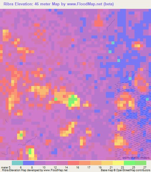 Ribra,Honduras Elevation Map