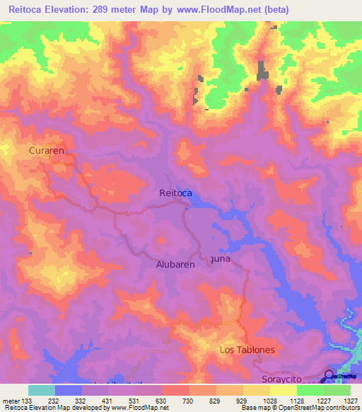 Reitoca,Honduras Elevation Map