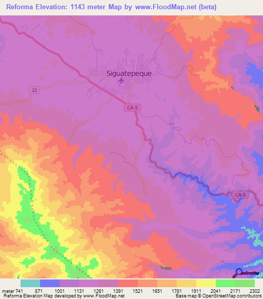 Reforma,Honduras Elevation Map