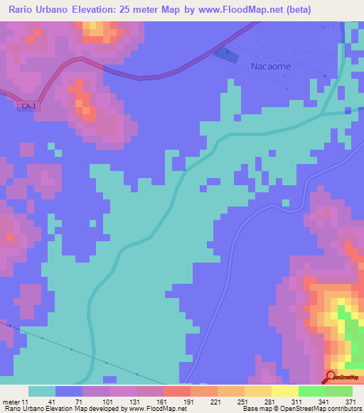 Rario Urbano,Honduras Elevation Map