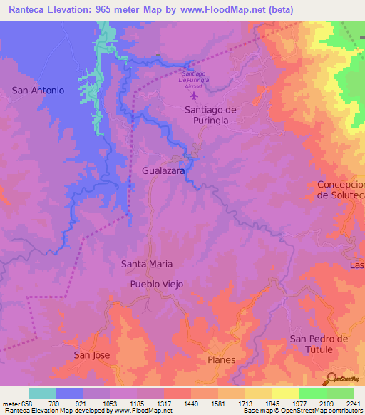 Ranteca,Honduras Elevation Map