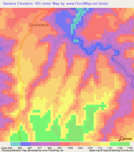 Ranteca,Honduras Elevation Map