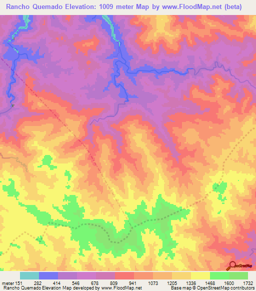 Rancho Quemado,Honduras Elevation Map