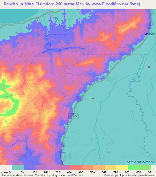 Rancho la Mina,Honduras Elevation Map