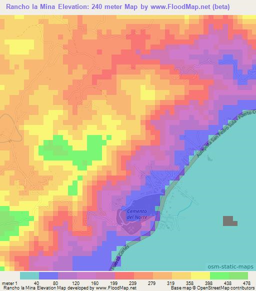 Rancho la Mina,Honduras Elevation Map