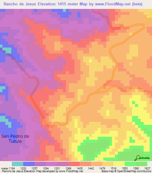 Rancho de Jesus,Honduras Elevation Map
