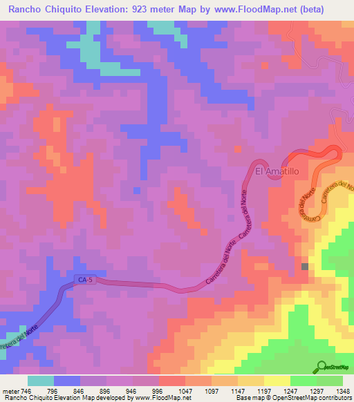 Rancho Chiquito,Honduras Elevation Map