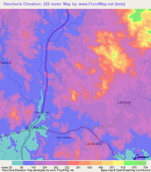 Rancheria,Honduras Elevation Map