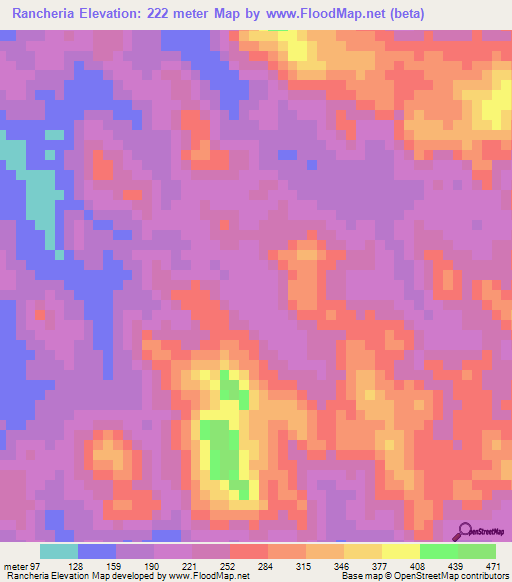 Rancheria,Honduras Elevation Map