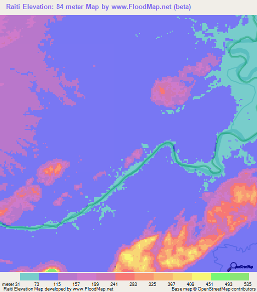 Raiti,Honduras Elevation Map