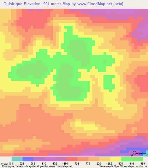 Quisirique,Honduras Elevation Map
