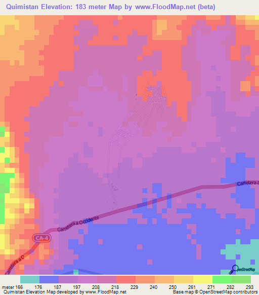 Quimistan,Honduras Elevation Map