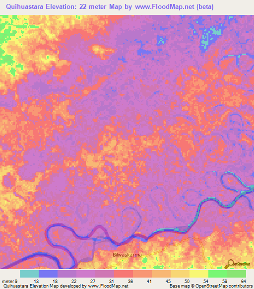 Quihuastara,Honduras Elevation Map