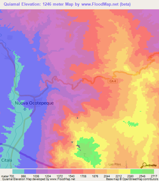 Quiamal,Honduras Elevation Map