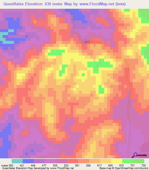 Quesillales,Honduras Elevation Map