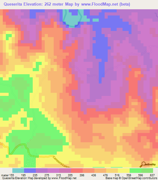 Queserita,Honduras Elevation Map