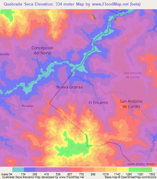 Quebrada Seca,Honduras Elevation Map