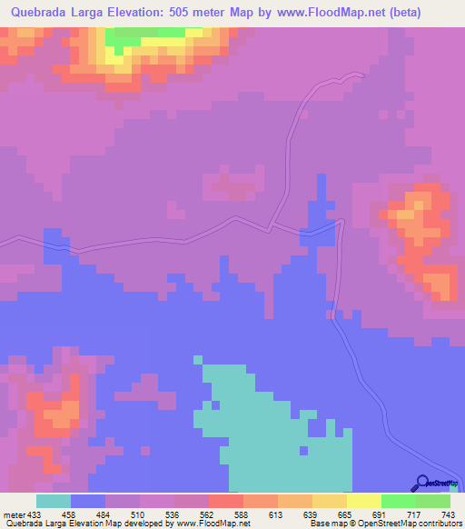 Quebrada Larga,Honduras Elevation Map