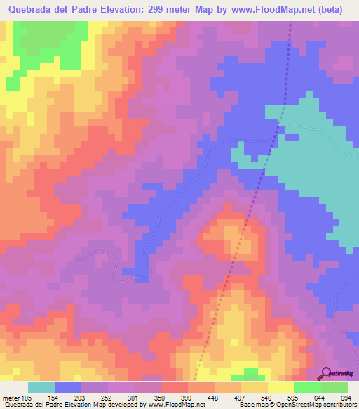 Quebrada del Padre,Honduras Elevation Map