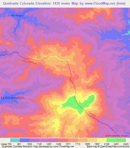 Quebrada Colorada,Honduras Elevation Map