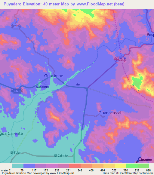 Puyadero,Honduras Elevation Map