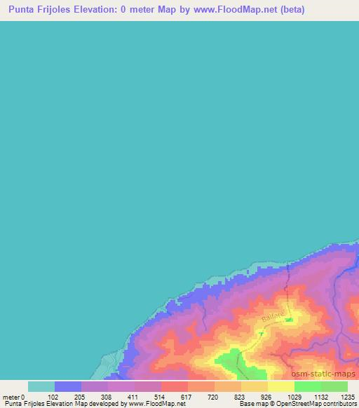 Punta Frijoles,Honduras Elevation Map