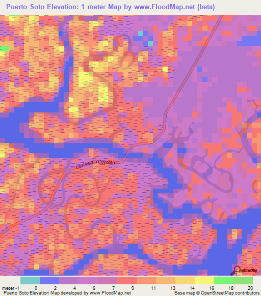 Puerto Soto,Honduras Elevation Map
