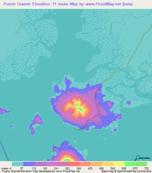 Puerto Grande,Honduras Elevation Map