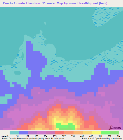 Puerto Grande,Honduras Elevation Map