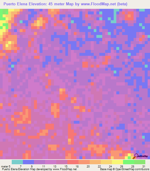 Puerto Elena,Honduras Elevation Map