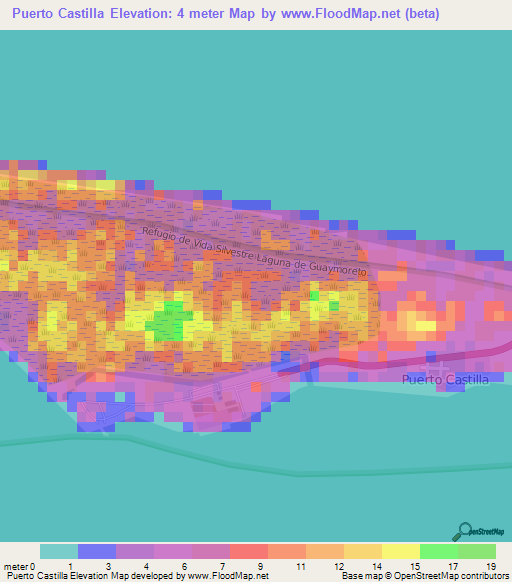 Puerto Castilla,Honduras Elevation Map