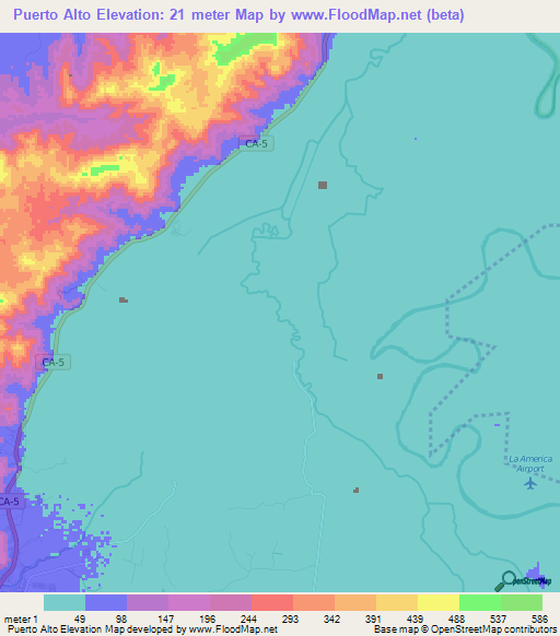 Puerto Alto,Honduras Elevation Map