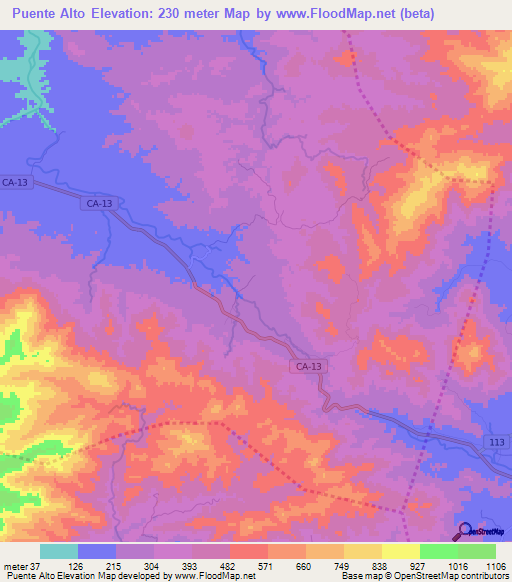 Puente Alto,Honduras Elevation Map
