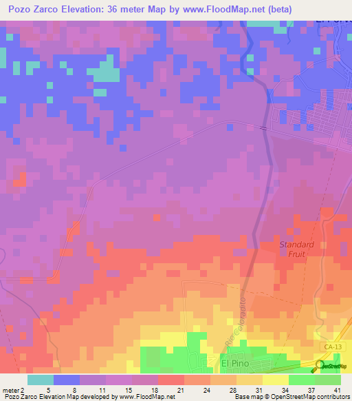 Pozo Zarco,Honduras Elevation Map