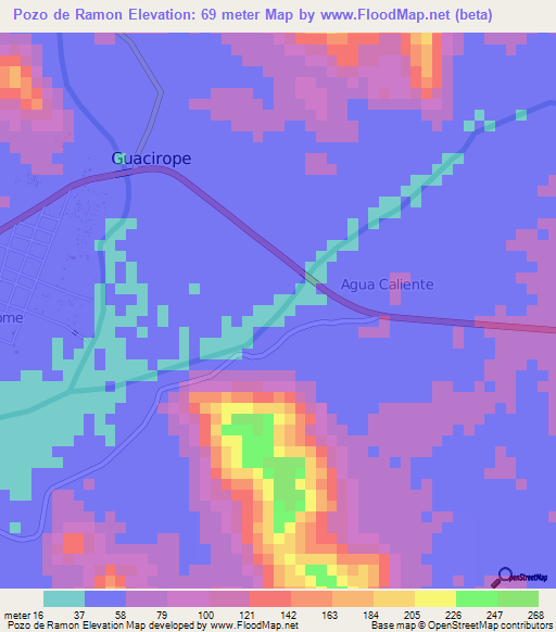 Pozo de Ramon,Honduras Elevation Map