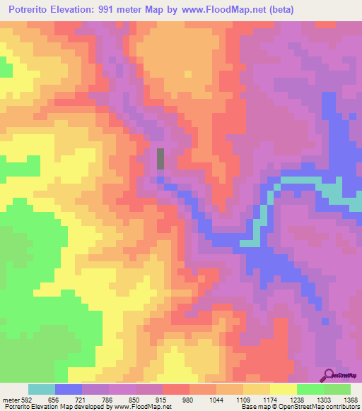 Potrerito,Honduras Elevation Map