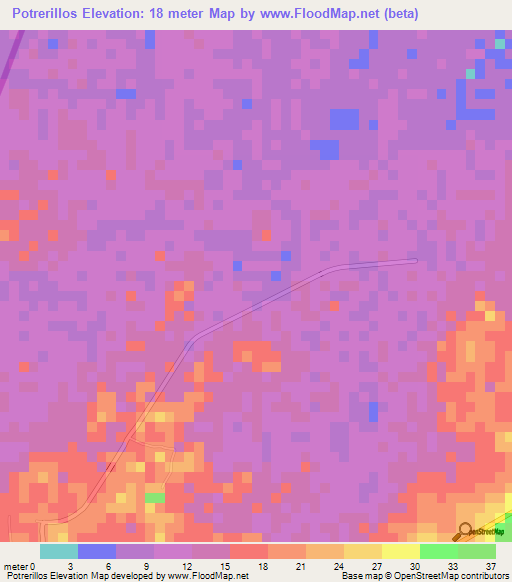 Potrerillos,Honduras Elevation Map