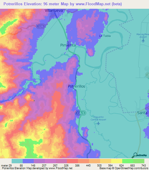 Potrerillos,Honduras Elevation Map