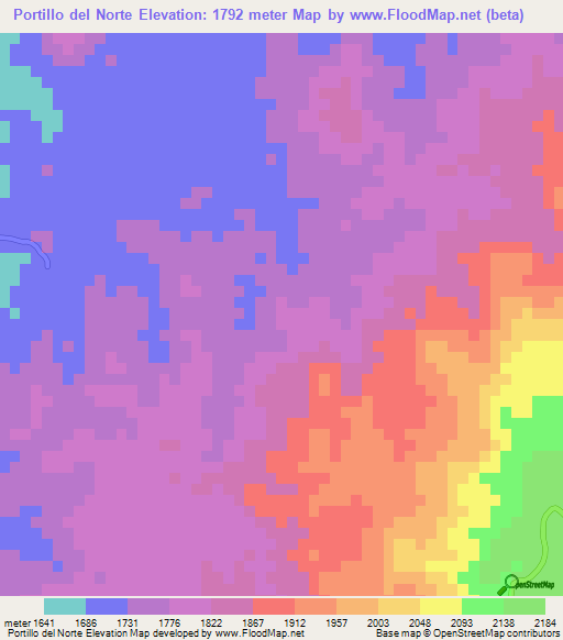 Portillo del Norte,Honduras Elevation Map
