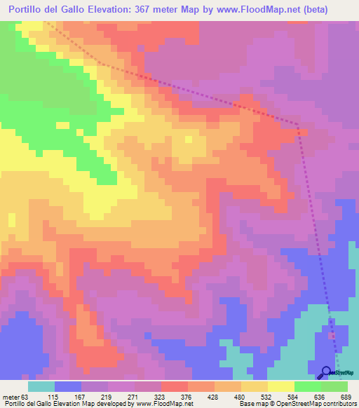 Portillo del Gallo,Honduras Elevation Map