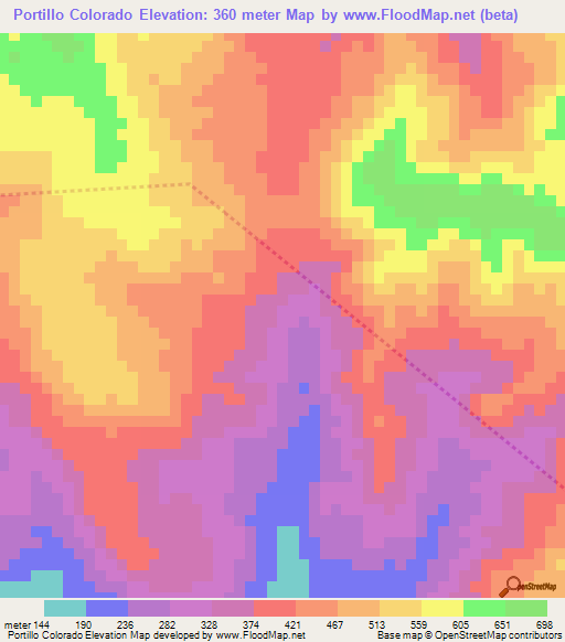 Portillo Colorado,Honduras Elevation Map