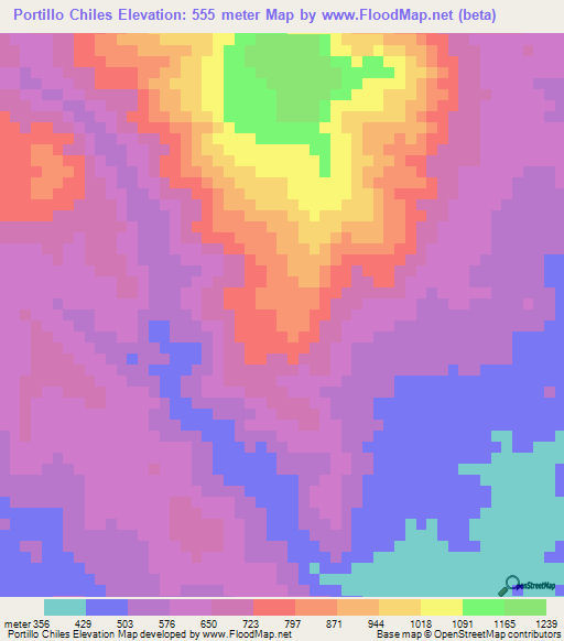 Portillo Chiles,Honduras Elevation Map